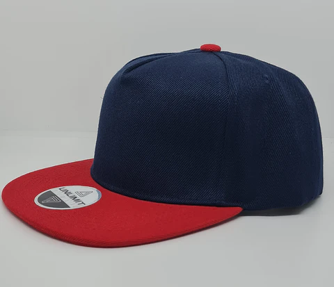 Jockey 6 Panel, visera plana, azul/rojo