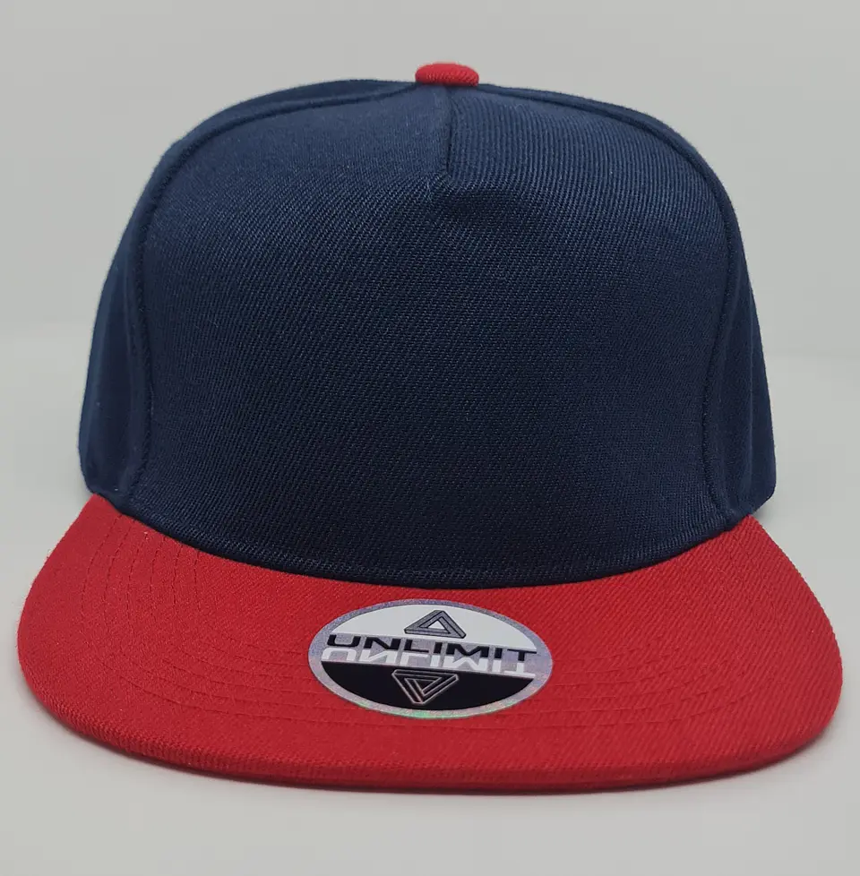 Jockey 6 Panel, visera plana, azul/rojo 2