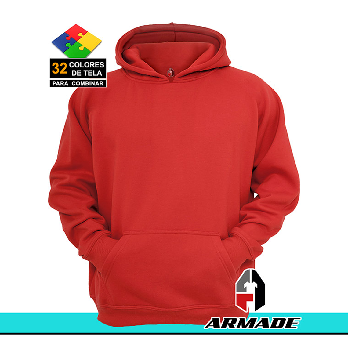 Poleron Canguro Rojo Hombre Algodon Premium 1