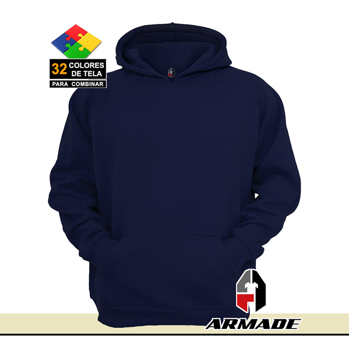 Poleron Canguro Azul Marino Hombre Algodon Premium 1