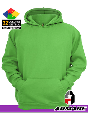 Poleron Canguro Verde Cata Hombre Algodon Premium