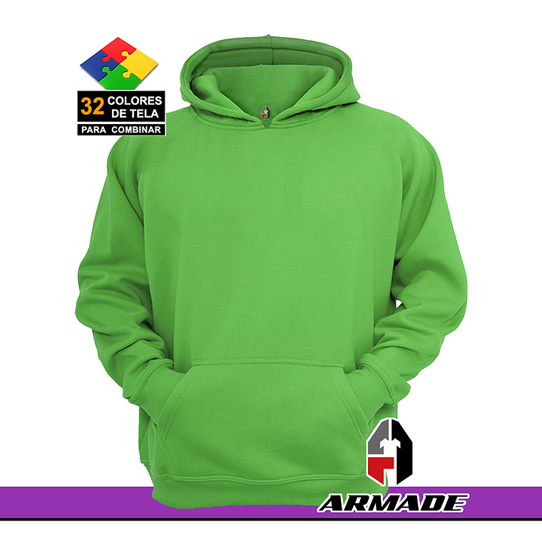 Poleron Canguro Verde Cata Hombre Algodon Premium 1