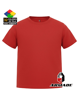 Polera Roja Infantil Niño Manga Corta de Algodón Premium Nacional