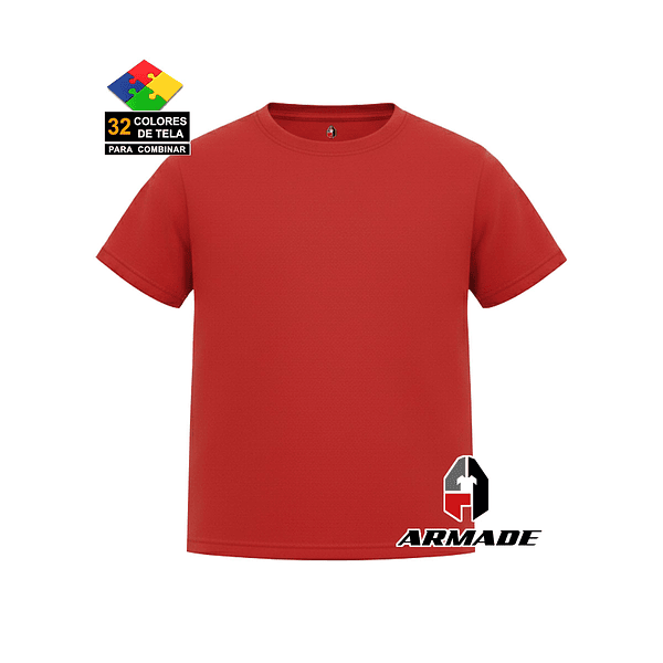 Polera Roja Infantil Niño Manga Corta de Algodón Premium Nacional 1