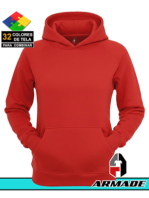 Poleron Canguro Rojo Mujer Algodon Premium