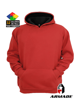 Poleron Canguro Hombre Modelo Bicolor A Rojo Negro Algodon Premium