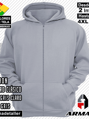 Poleron Canguro con Cierre Tallas Hombre Algodon Premium