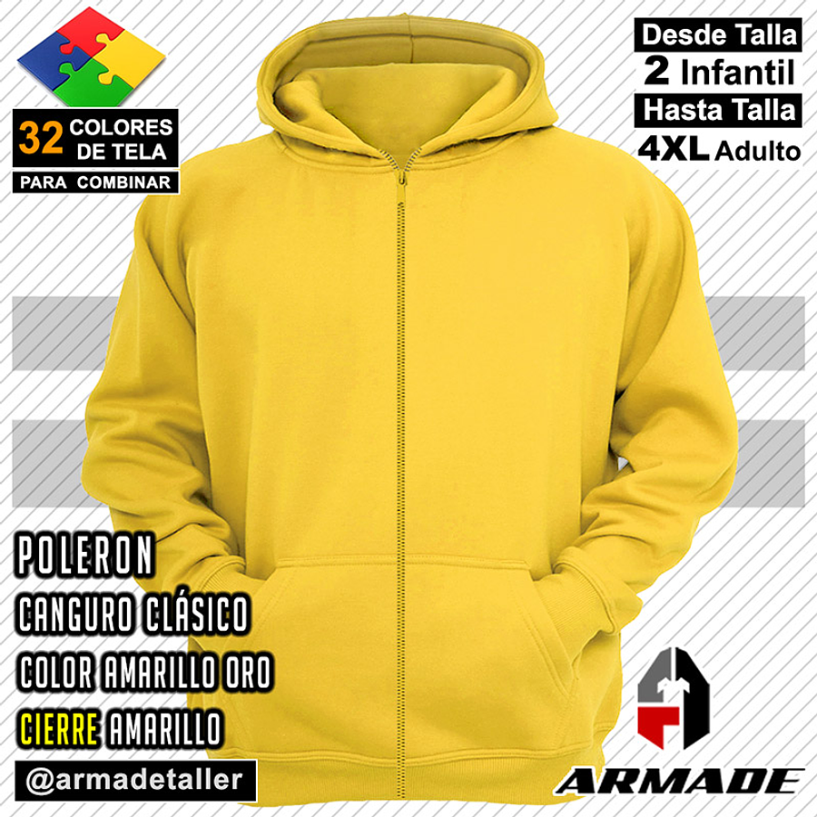 Poleron Canguro con Cierre Tallas Hombre Algodon Premium 13