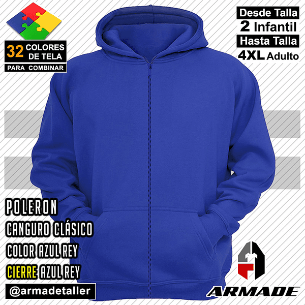 Poleron Canguro con Cierre Tallas Hombre Algodon Premium 9