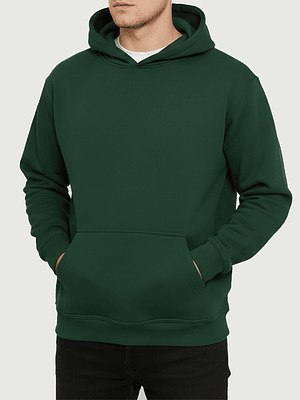 Polerón verde botella hombre canguro algodón premium Armade Taller