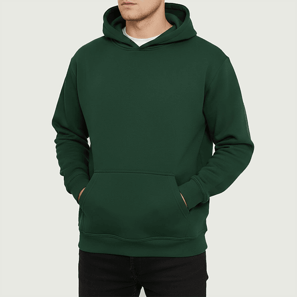 Polerón verde botella hombre canguro algodón premium Armade Taller 2