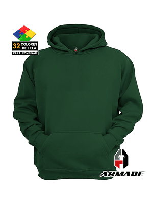 Polerón verde botella hombre canguro algodón premium Armade Taller