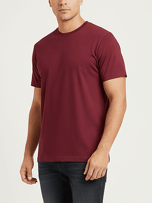 Polera Hombre Burdeo Algodón Premium - Manga Corta Nacional