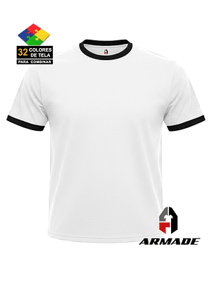 Polera Hombre Bicolor Blanco y Negro Manga Corta Algodón Premium Nacional