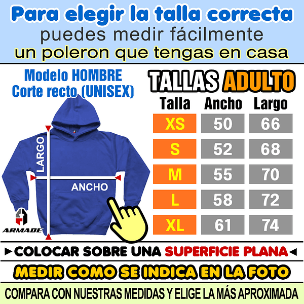 Poleron canguro hombre algodon premium tallas adulto Armade Taller 2