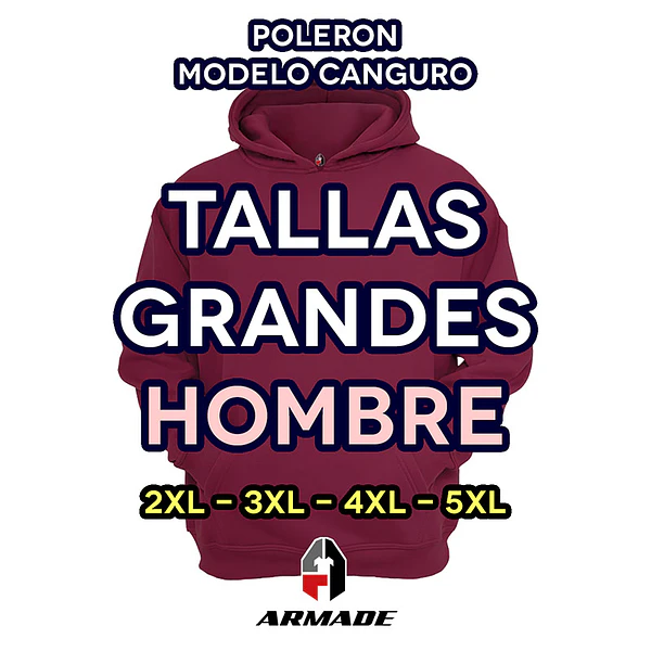 Poleron Canguro Tallas Grandes Hombre Algodon Premium Armade 1