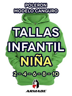 Poleron Canguro Tallas Niña Infantil Algodon Premium Armade