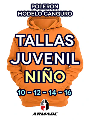 Poleron Canguro Tallas Niño Juvenil Algodon Premium Armade