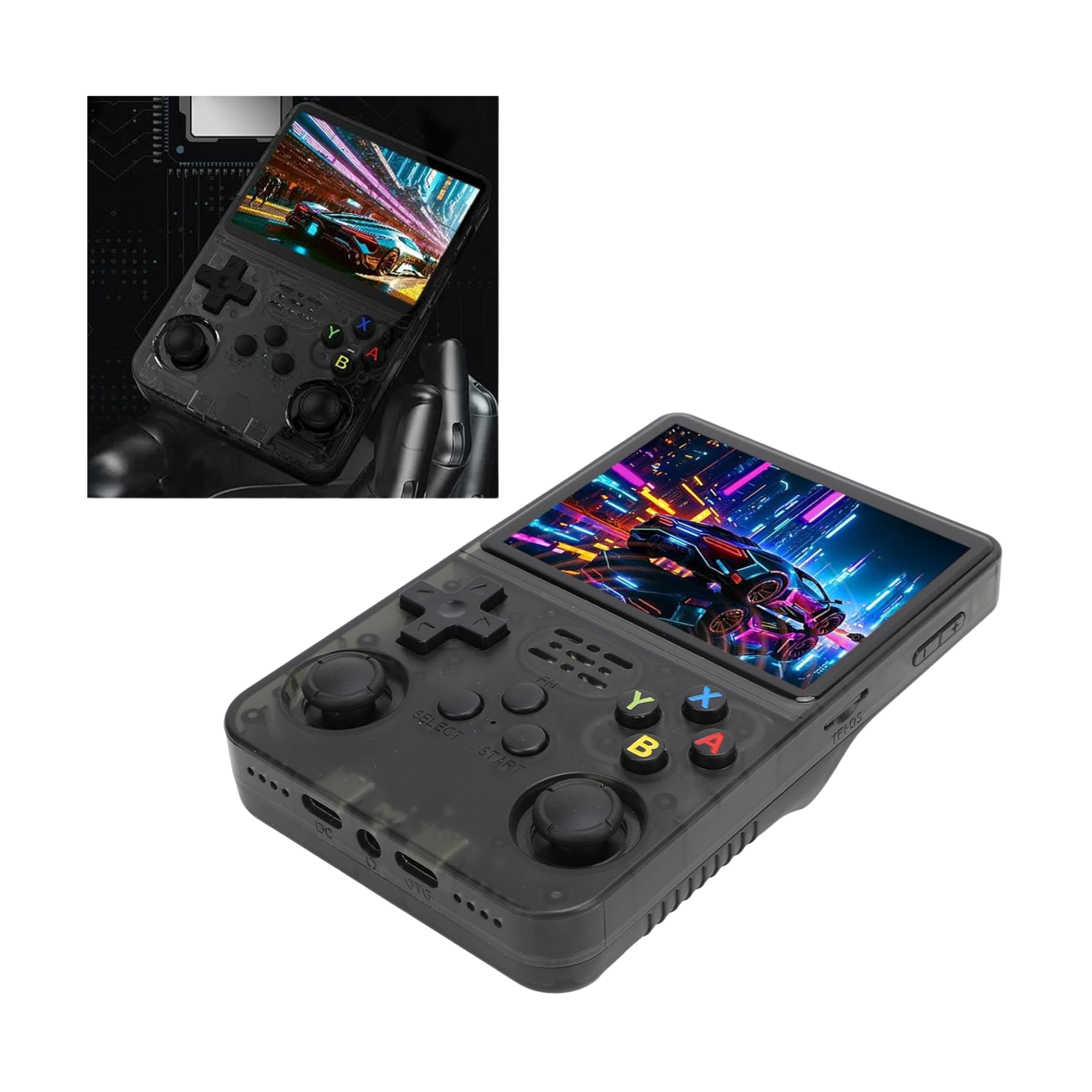 Consola R36S  Juegos Retro Portátil  Joysticks 3D Duales  Batería 3500 mAh  128GB Almacenamiento