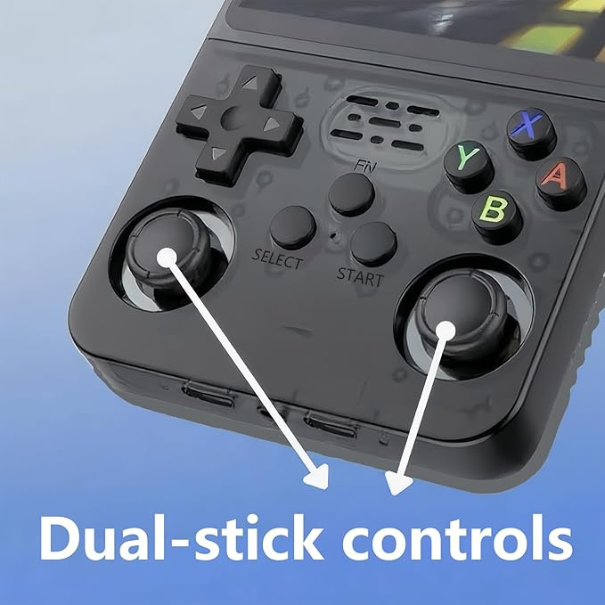 Consola R36S  Juegos Retro Portátil  Joysticks 3D Duales  Batería 3500 mAh  128GB Almacenamiento Negra