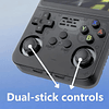 Consola R36S  Juegos Retro Portátil  Joysticks 3D Duales  Batería 3500 mAh  128GB Almacenamiento Negra