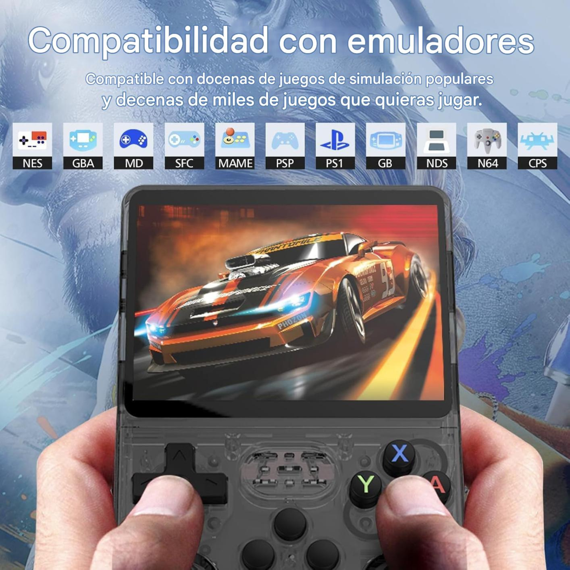 Consola R36S  Juegos Retro Portátil  Joysticks 3D Duales  Batería 3500 mAh  128GB Almacenamiento Negra