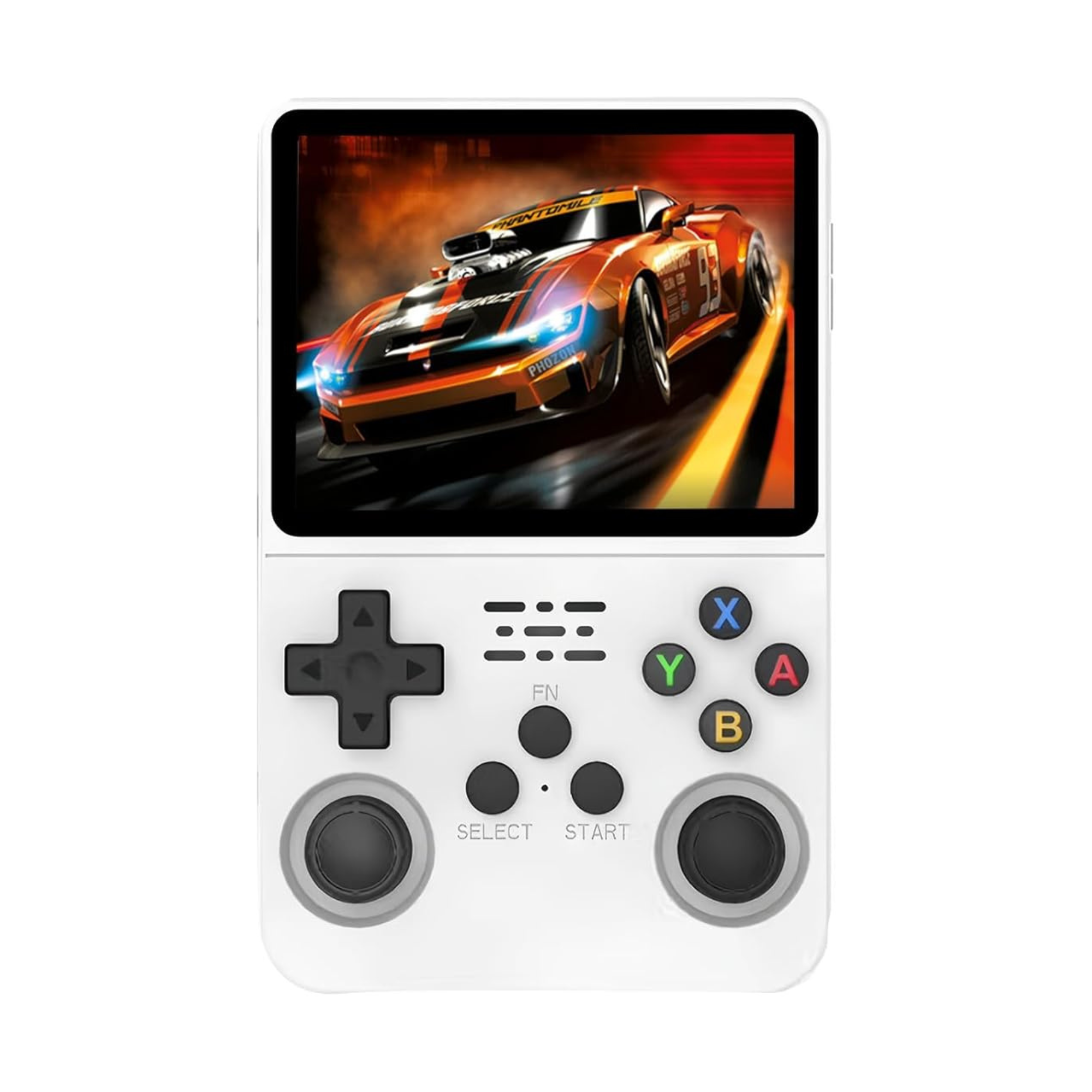 Consola R36S  Juegos Retro Portátil  Joysticks 3D Duales  Batería 3500 mAh  128GB Almacenamiento Blanca