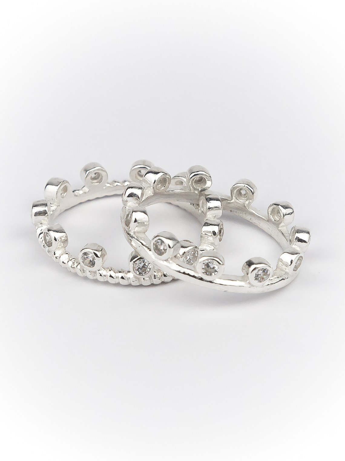 Set Anillos Apilables Topacio Blanco 3