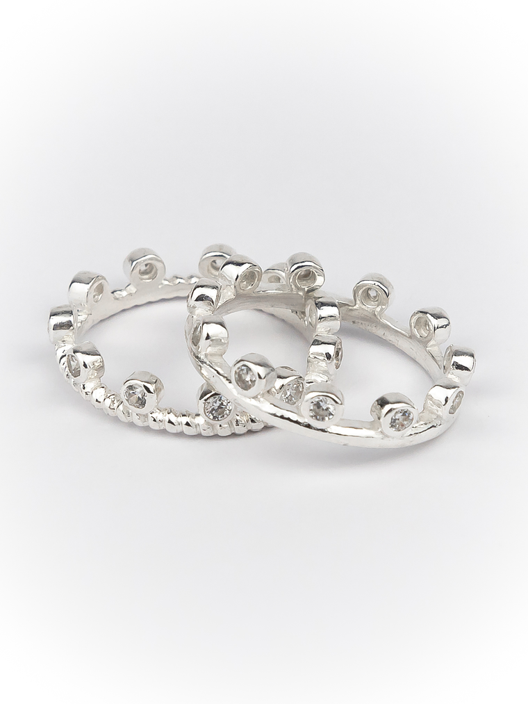 Set Anillos Apilables Topacio Blanco 3