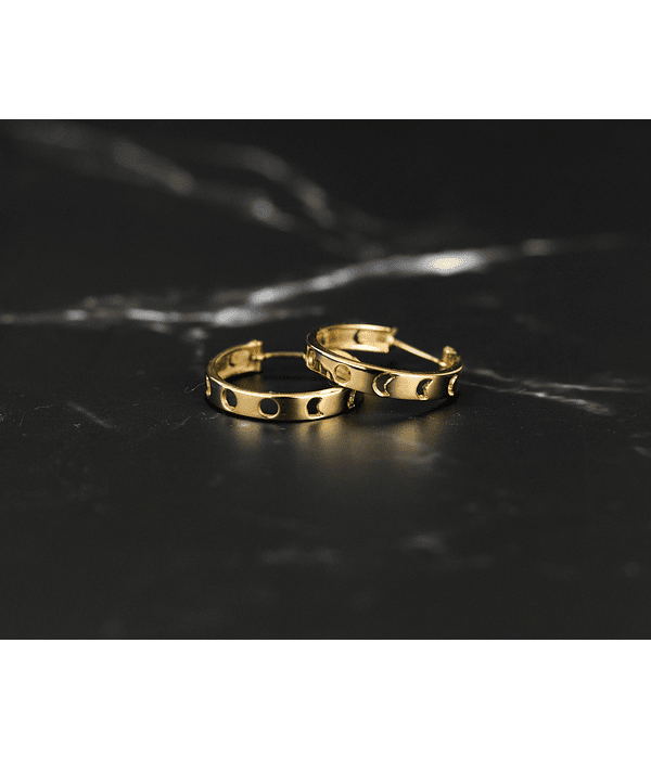 Aros Argollas Fase Lunar Oro 18k