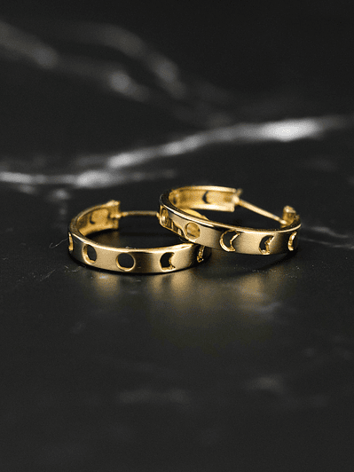 Aros Argollas Fase Lunar Oro 18k