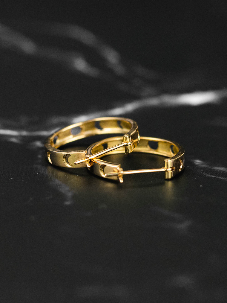 Aros Argollas Fase Lunar Oro 18k 2