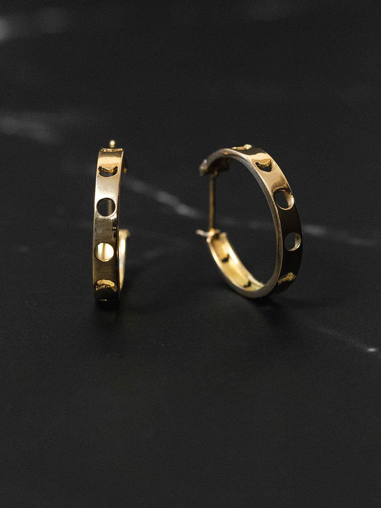 Aros Argollas Fase Lunar Oro 18k 3