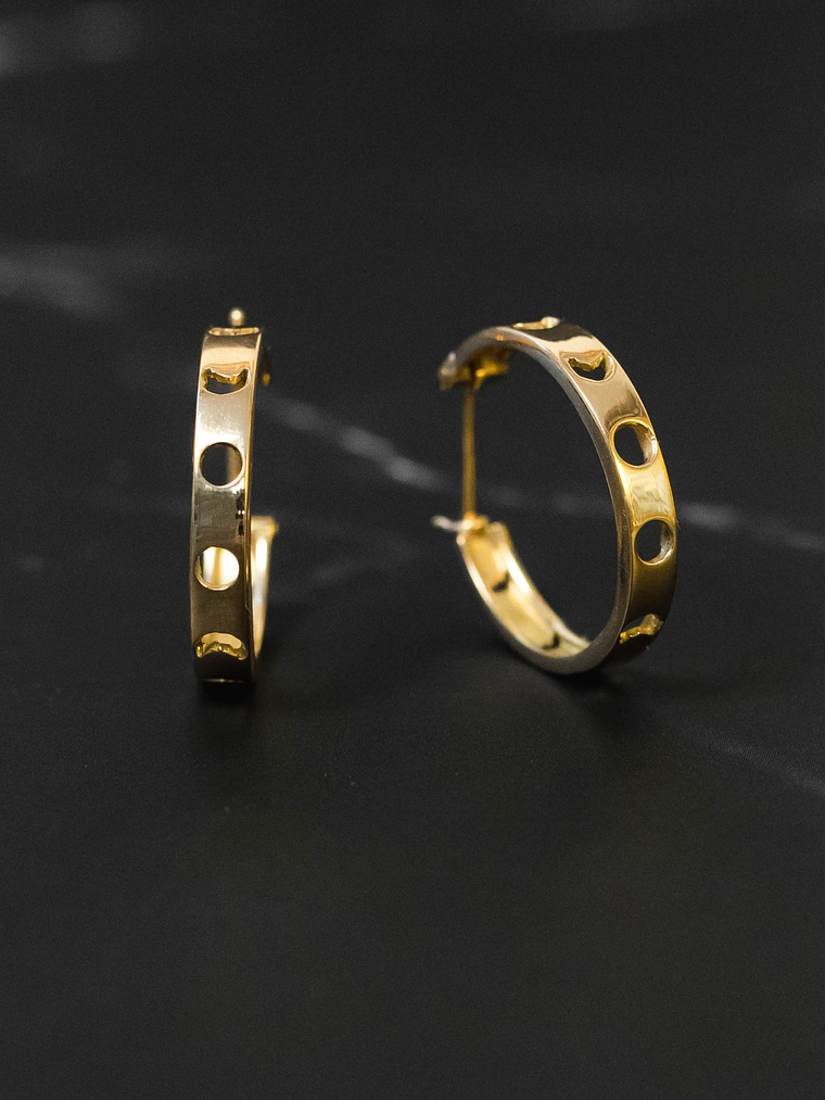 Aros Argollas Fase Lunar Oro 18k 4