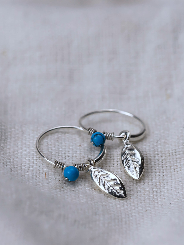 Piercing Solitario 10mm Pluma y Mostacilla Celeste 2