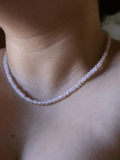 Collar Mostacillas Cuarzo Rosa