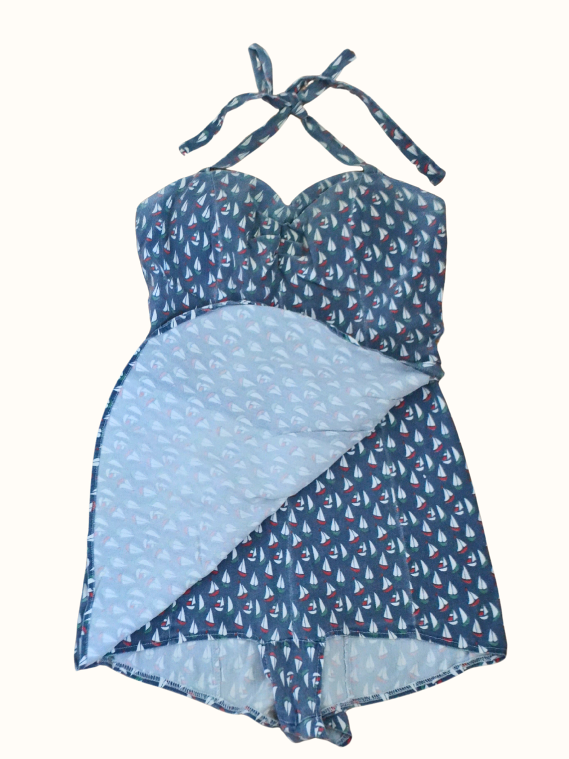 Enterito Vintage Estampado Veleros  2