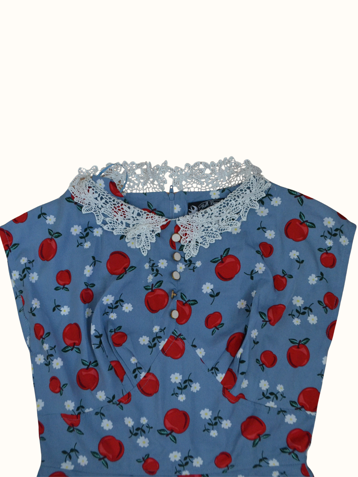 Vestido Celeste con Manzanas 2