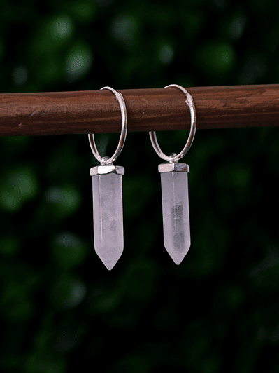 Argollas Maxi Puntas Cuarzo Rosa