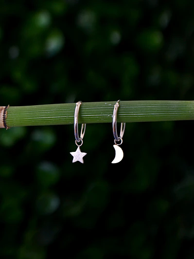 Argollas 12mm Luna y Estrella