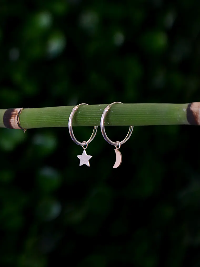 Argollas 12mm Luna y Estrella 2