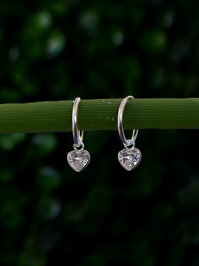 Argollas 12mm Corazón Circón  3