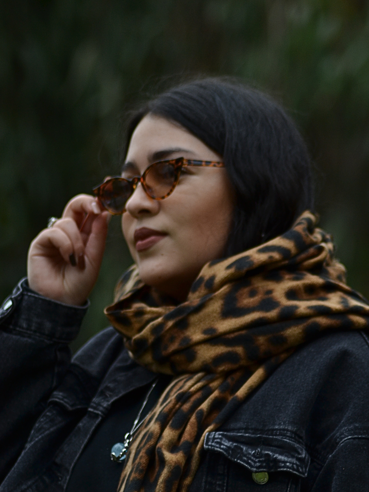 Bufanda Cashmere Animal Print Cafe Cálido  2