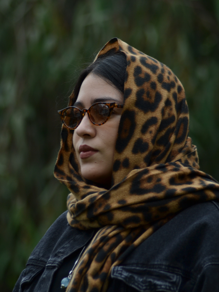 Bufanda Cashmere Animal Print Cafe Cálido  1