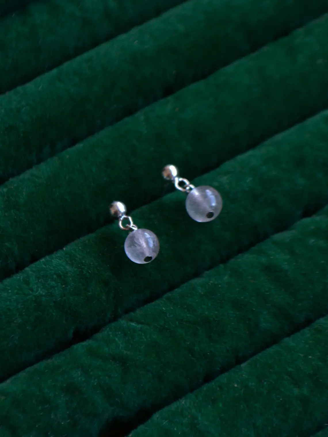 Aros Esferitas Cuarzo Rosa  1