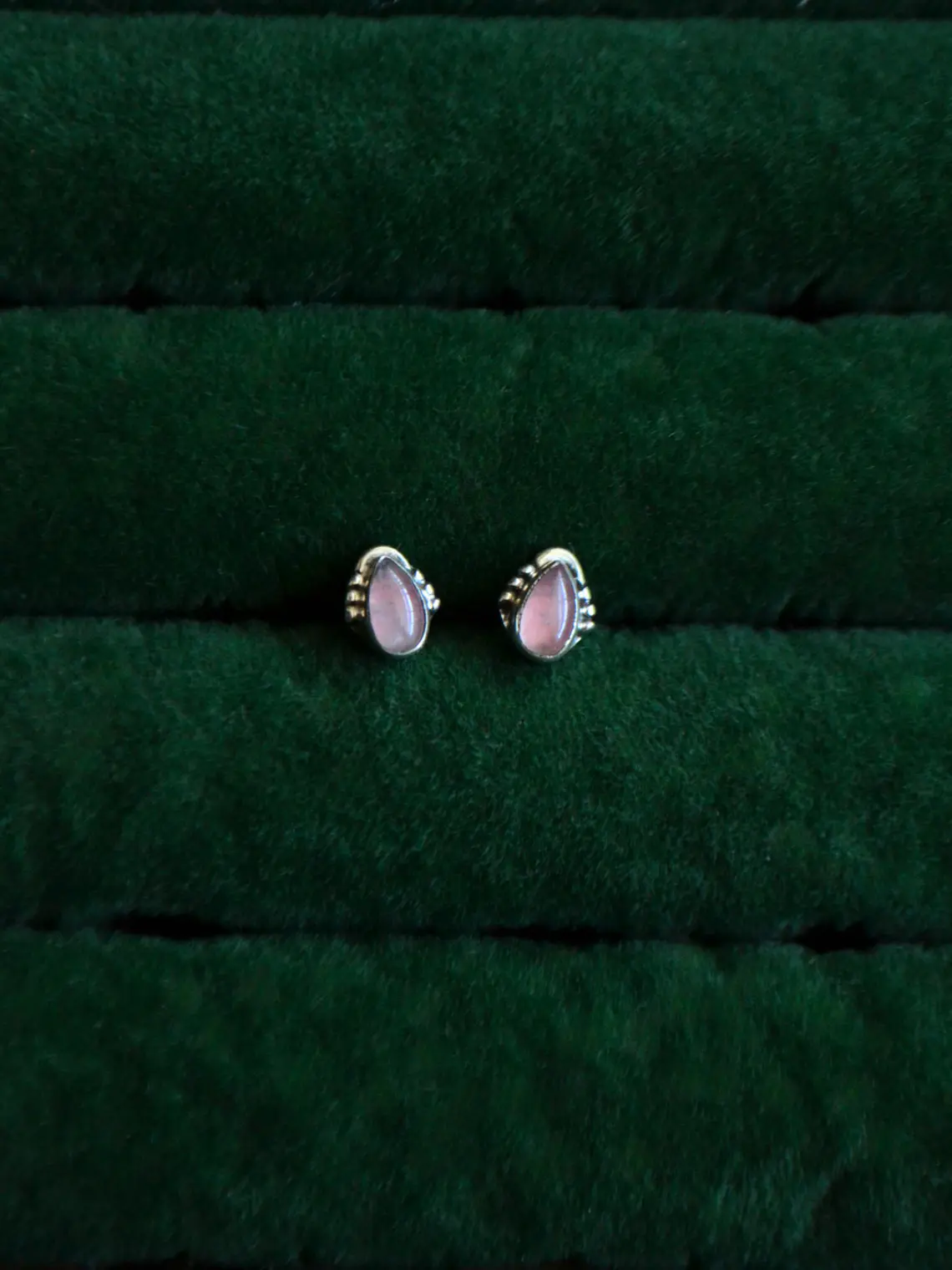 Aros Étnico Gota Cuarzo Rosa  1