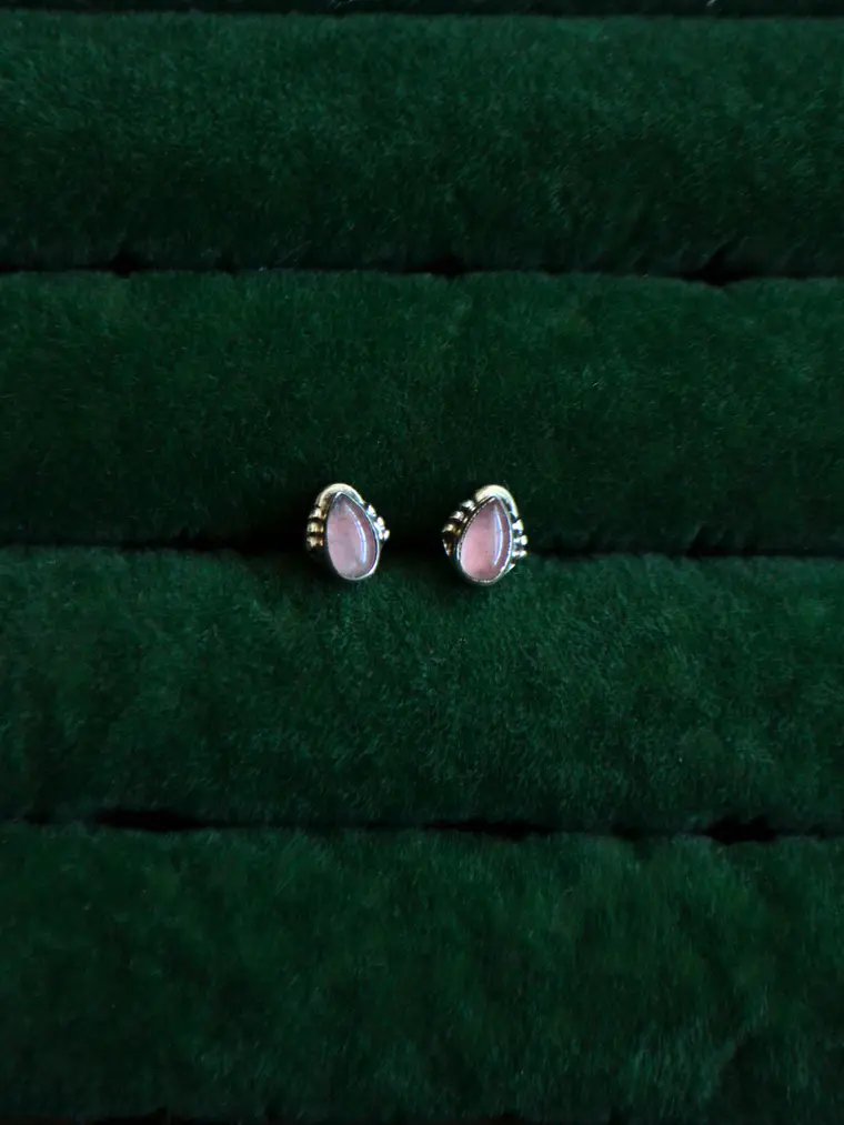 Aros Étnico Gota Cuarzo Rosa  1