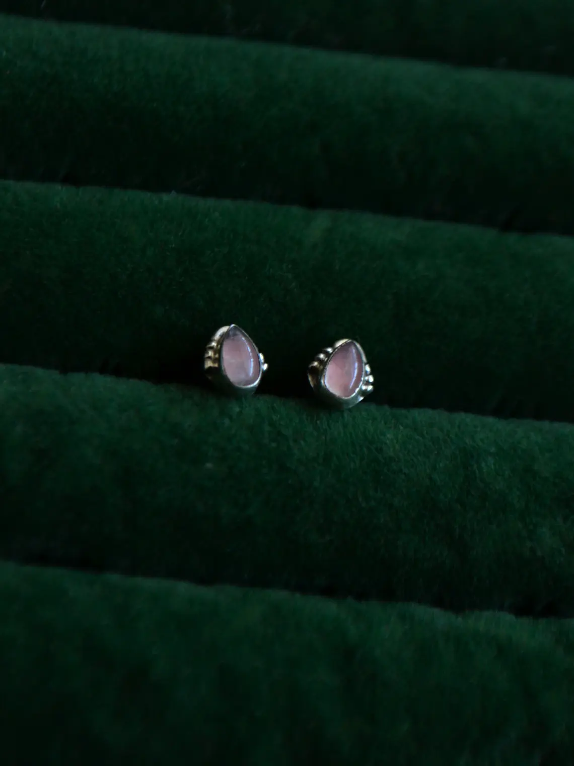 Aros Étnico Gota Cuarzo Rosa  2