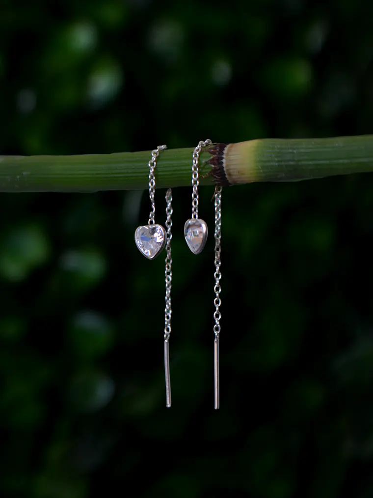 Aros Pasador Corazón Circón 3
