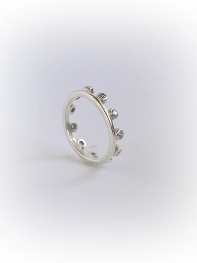 Anillo Corona Topacio Blanco